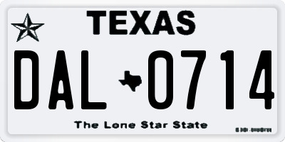 TX license plate DAL0714