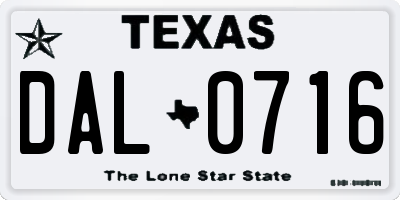 TX license plate DAL0716