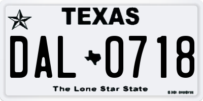 TX license plate DAL0718