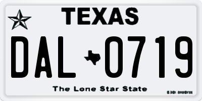 TX license plate DAL0719