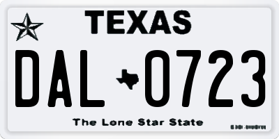 TX license plate DAL0723