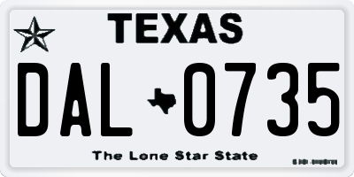 TX license plate DAL0735