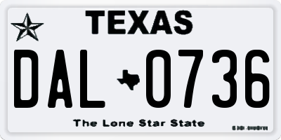 TX license plate DAL0736