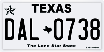 TX license plate DAL0738