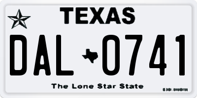 TX license plate DAL0741