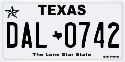 TX license plate DAL0742