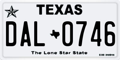 TX license plate DAL0746