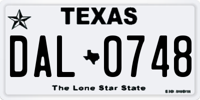 TX license plate DAL0748