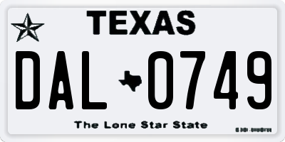 TX license plate DAL0749