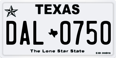 TX license plate DAL0750