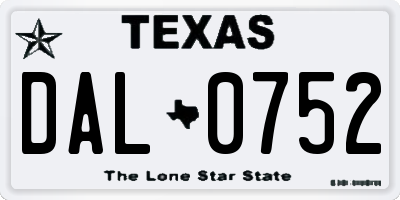 TX license plate DAL0752