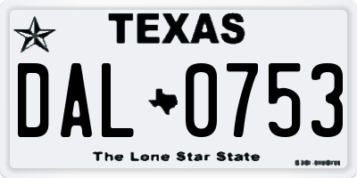 TX license plate DAL0753