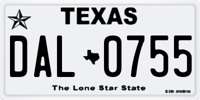 TX license plate DAL0755