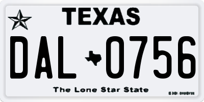 TX license plate DAL0756
