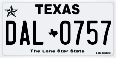 TX license plate DAL0757