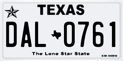 TX license plate DAL0761