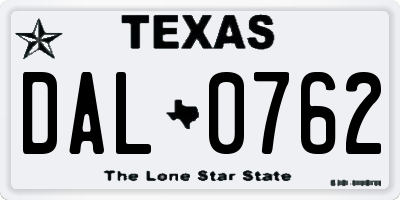 TX license plate DAL0762