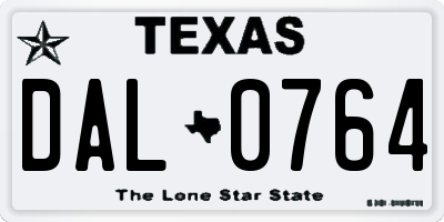 TX license plate DAL0764