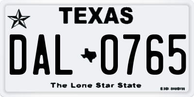 TX license plate DAL0765