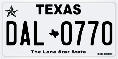 TX license plate DAL0770