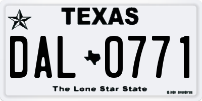 TX license plate DAL0771
