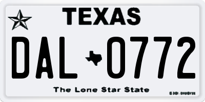 TX license plate DAL0772