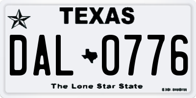 TX license plate DAL0776