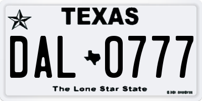 TX license plate DAL0777