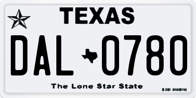TX license plate DAL0780