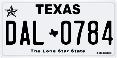 TX license plate DAL0784