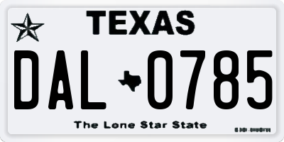 TX license plate DAL0785