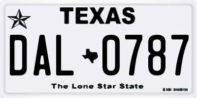 TX license plate DAL0787