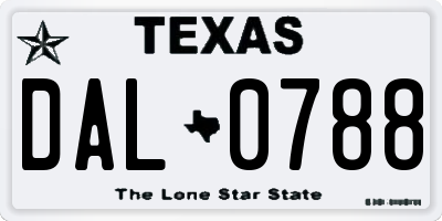 TX license plate DAL0788