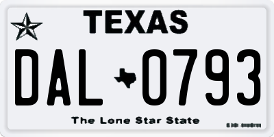 TX license plate DAL0793
