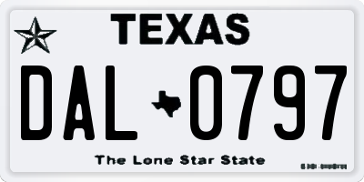 TX license plate DAL0797