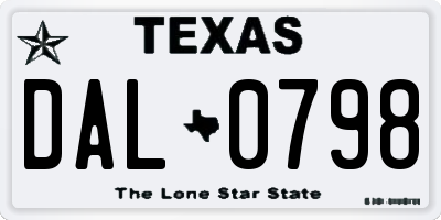 TX license plate DAL0798