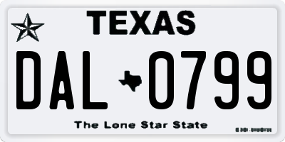 TX license plate DAL0799