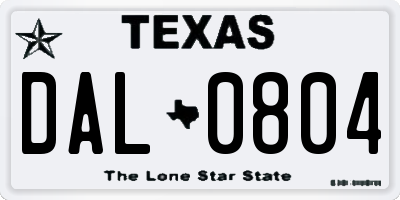 TX license plate DAL0804