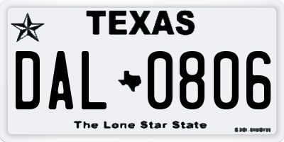 TX license plate DAL0806