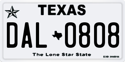TX license plate DAL0808