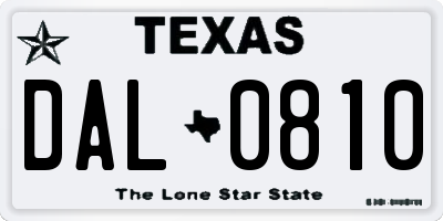 TX license plate DAL0810
