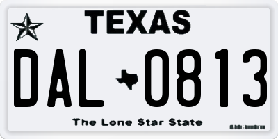 TX license plate DAL0813