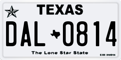 TX license plate DAL0814