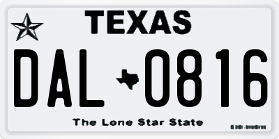 TX license plate DAL0816
