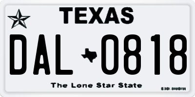 TX license plate DAL0818