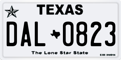 TX license plate DAL0823