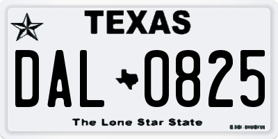 TX license plate DAL0825