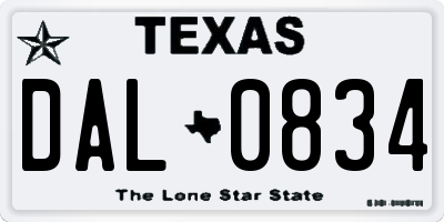 TX license plate DAL0834