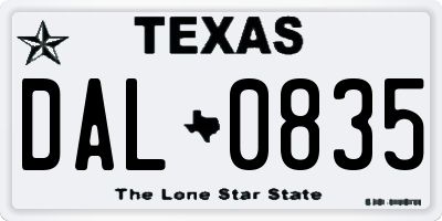 TX license plate DAL0835