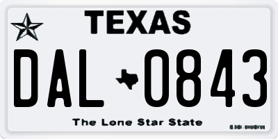 TX license plate DAL0843